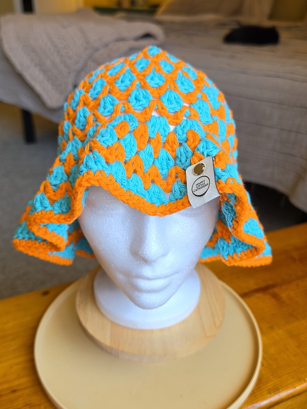 Orange And Teal Crochet Bucket Hat
